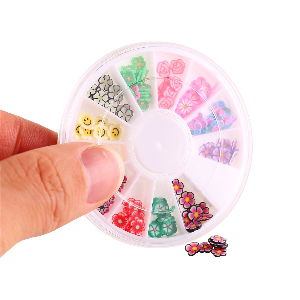 DIYASY 3D Fruit Flower Slice Fresh Face Decoration Nail Art Slice Stick to Slime Pack of 6 Cases