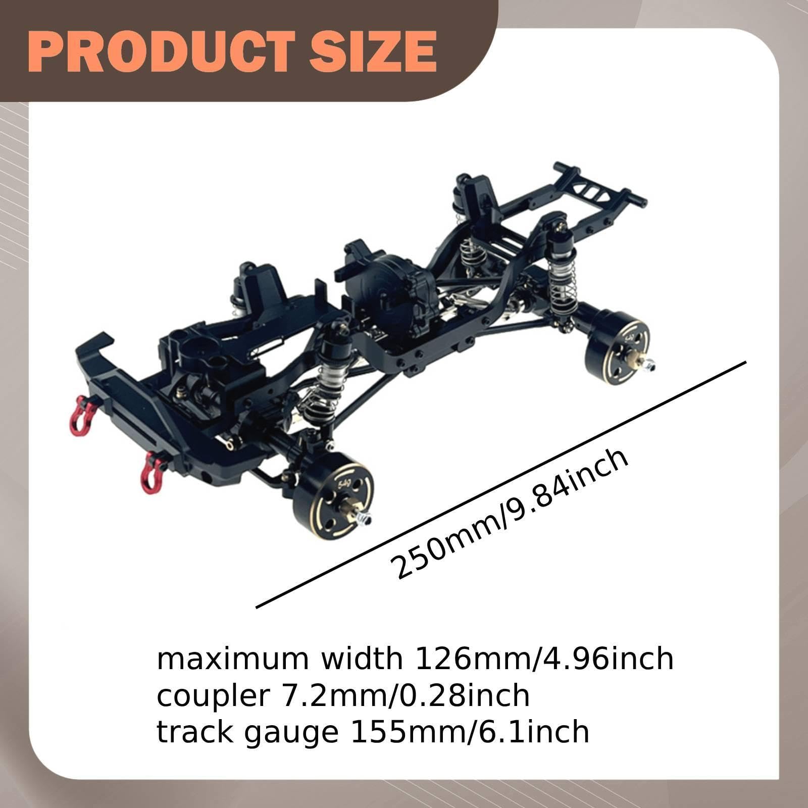 Chasis Metálico para Coche RC 1 18 Bastidor Marco Estructura Aluminio 6061 y Resistente a Impactos con Mecanizado Preciso y Mantenimiento, Negro