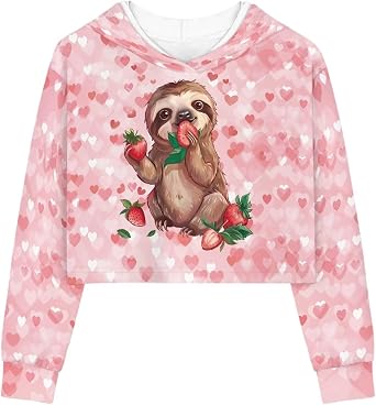 Kids Cropped Hoodie for Girls 5-14 Years Old Long Sleeve Hooded Sweatshirts Trendy Crop Top Hoodies Pullover