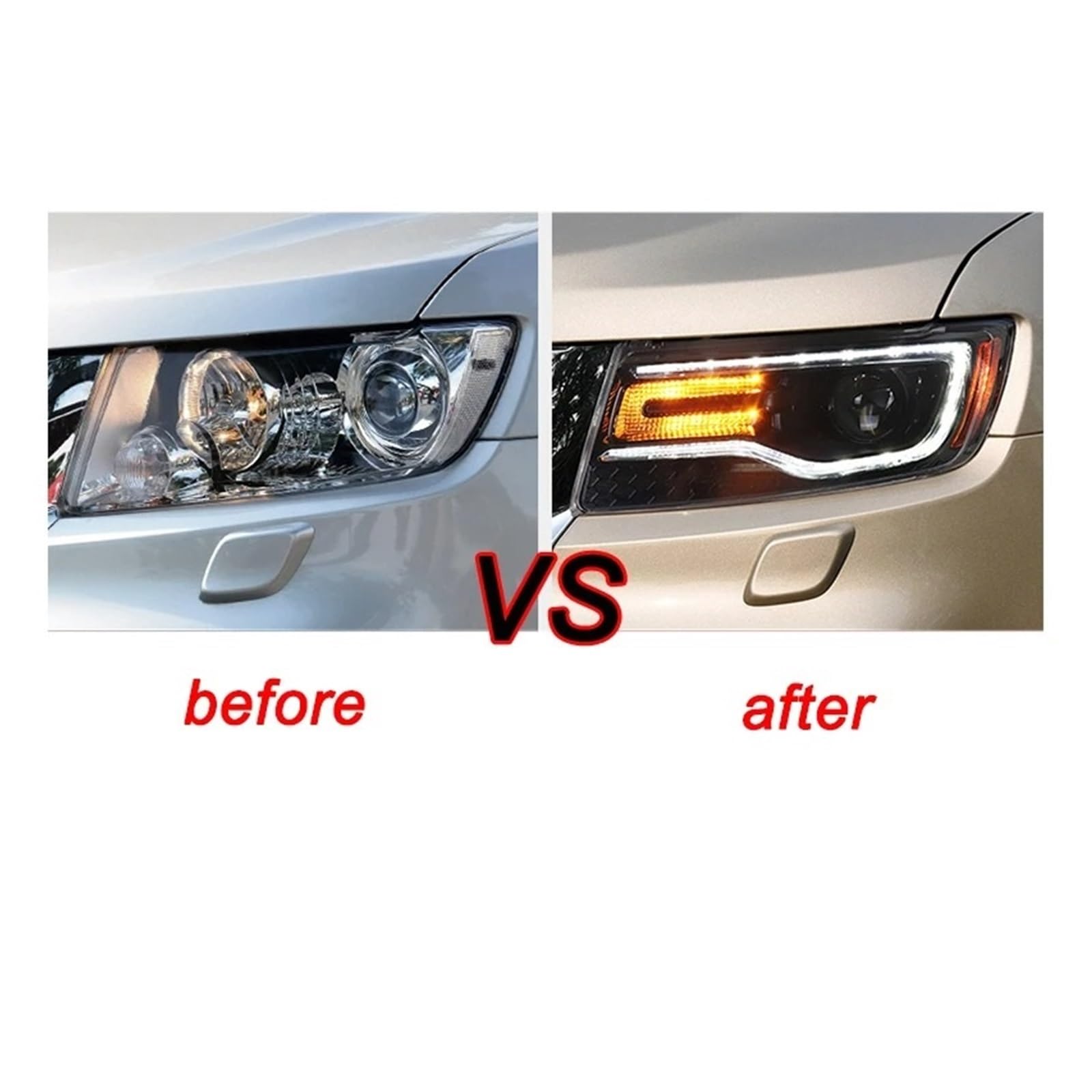 Faro Proiettore Anteriore 1 Coppia Per Compass Per Rand Per Cherokee 2011-2015 Fari Per Auto Gruppo Ottico LED Completo Lente Proiettore(Xenon Sliver 1pair,RHD)