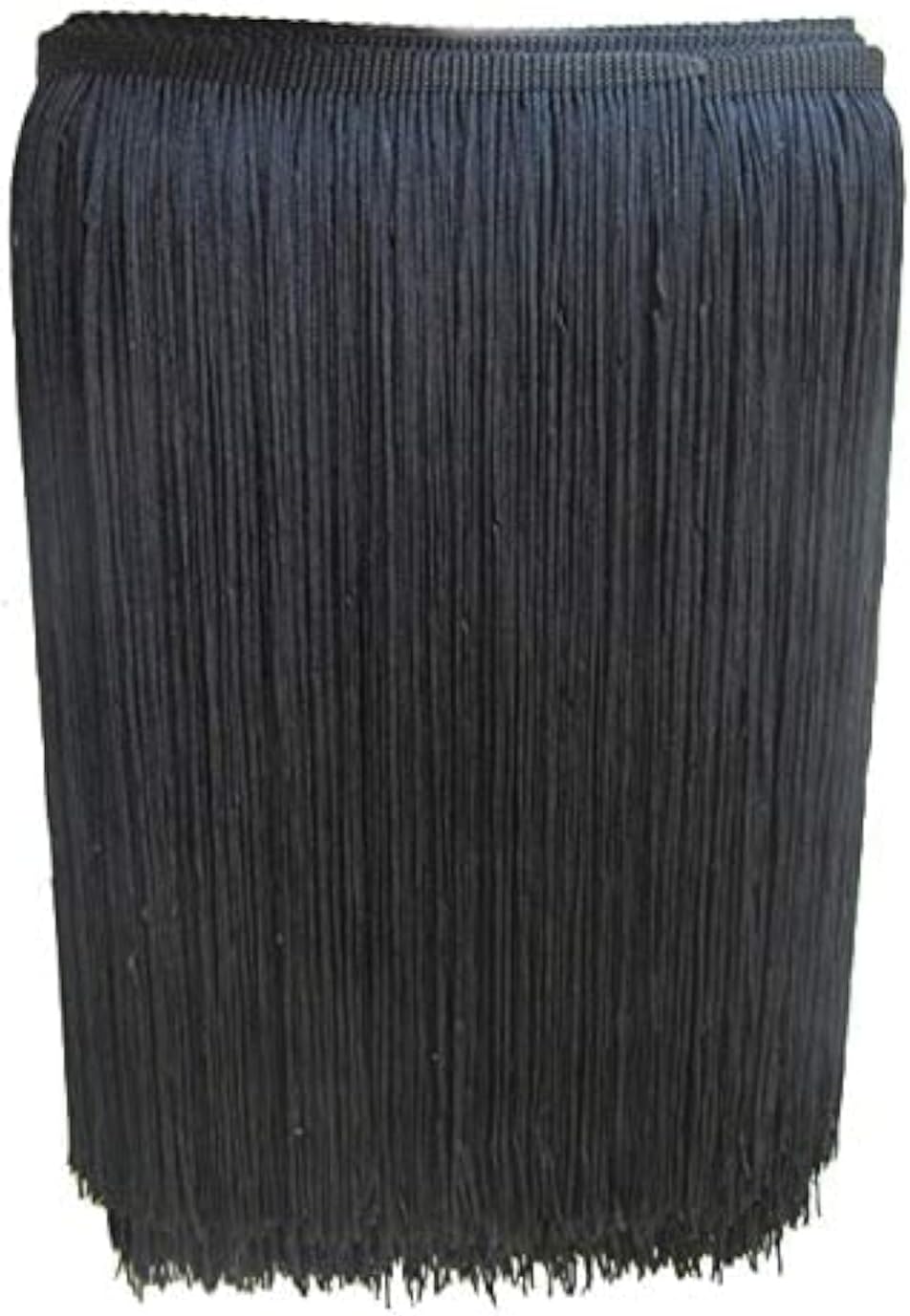 Yalulu 10 Meters Long 30 CM Wide Polyester Latin Fringe Tassel Trimming Lace DIY Latin Macrame Samba Dance Dress Stage Clothes Curtain Trim (Black)