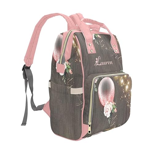 Miniatura 3 de Bolsas de pañales con diseño de flores y globos de acuarela, mochila con nombre personalizado, bolsa de pañales de enfermería, bolsa de viaje para