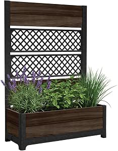 Keter Outdoor Planter Box with Privacy Screen and Trellis, 26-Gallon