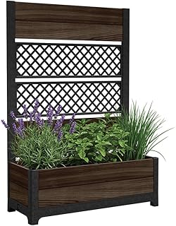 Keter Outdoor Planter Box with Privacy Screen and Trellis – 26 Gallon ...