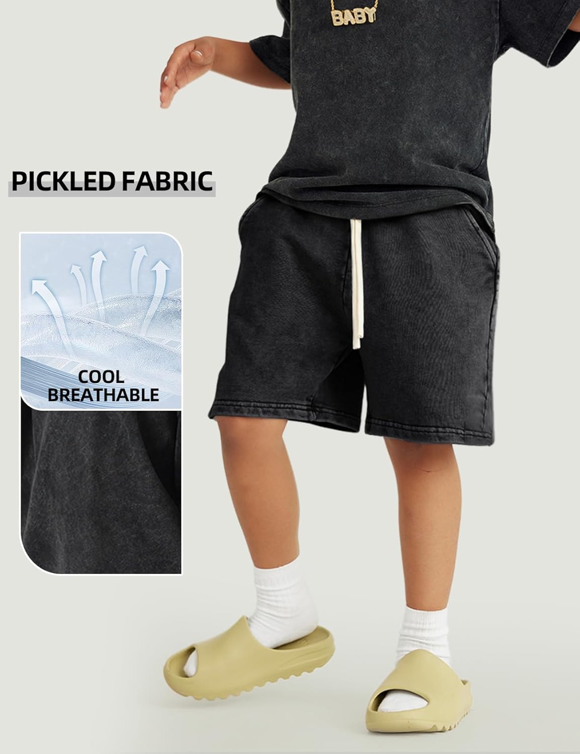 Arssm 2 Pack Boys Shorts Cotton Acid Washed Athletic Shorts Kids Summer Active Shorts with Pockets