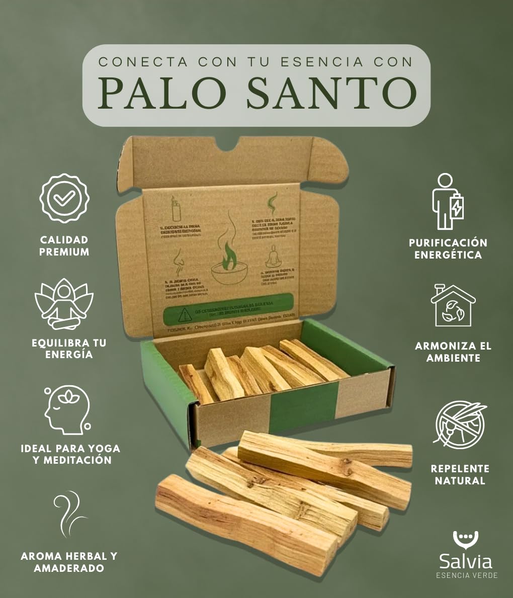 Palo Santo Natural 50g Aprox (5-7 Varitas) Incienso Sagrado para Limpieza Energética y Relajación Madera Auténtica de Perú