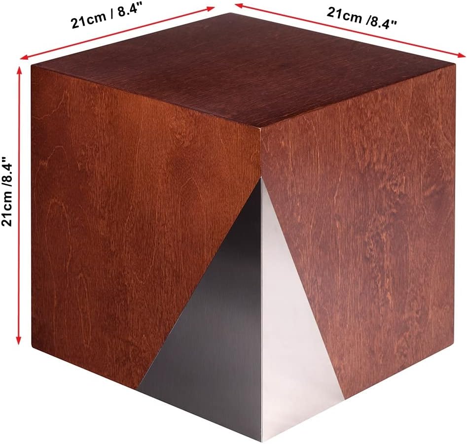 Modern Geometric Cremation Urn, Artistic Funeral urn,Memorial for Adult Ashes (Companion Urn) (Walnut)