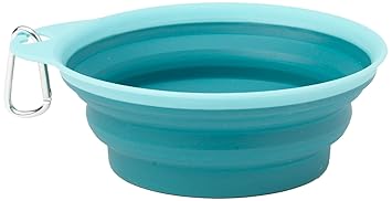 PetRageous 1-Cup Casey's Collapsible Pet Bowl, Aqua