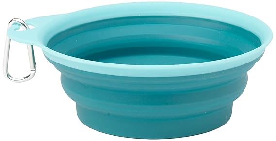 PetRageous 1-Cup Casey's Collapsible Pet Bowl, Aqua
