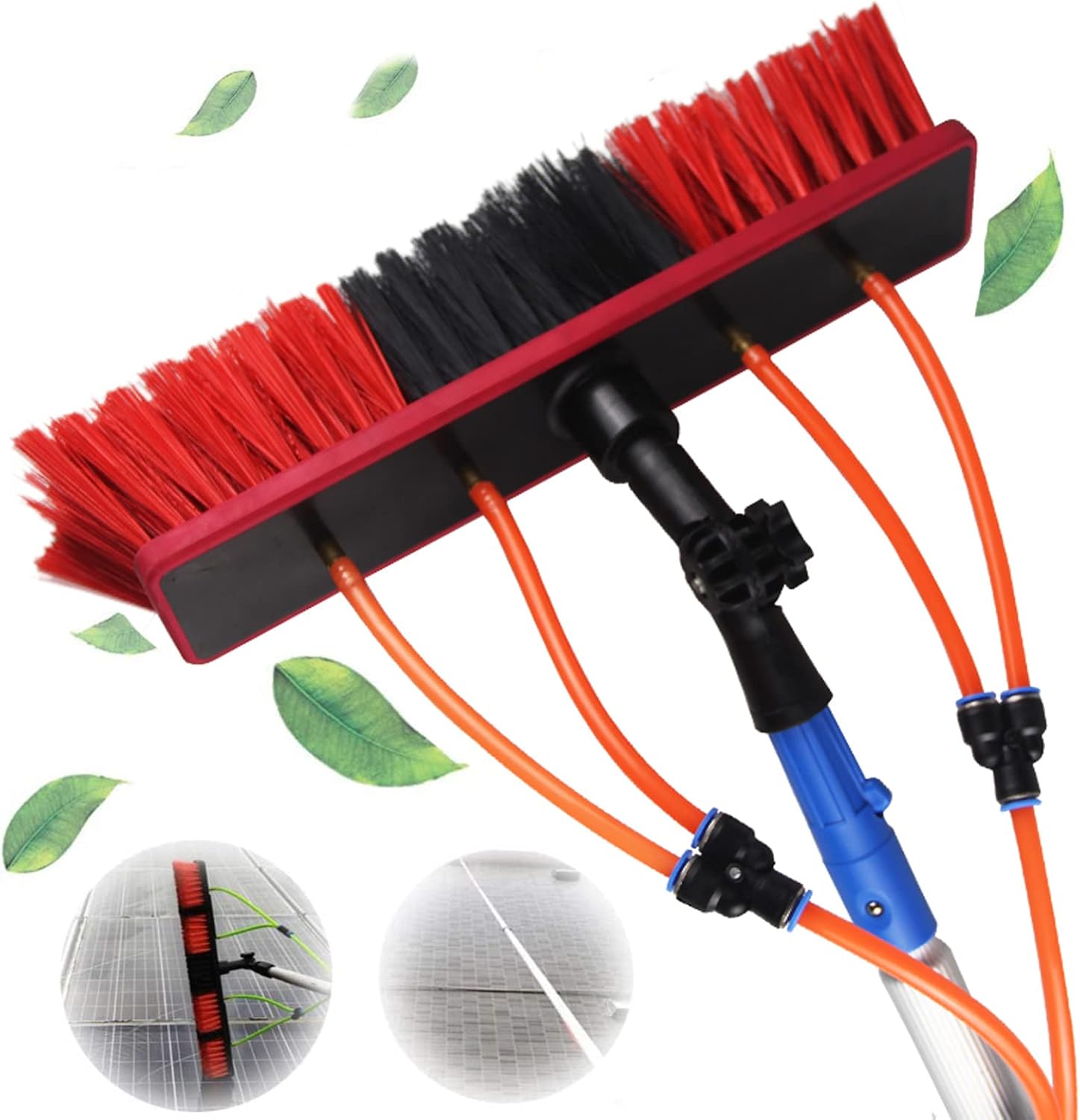 Telescopic Water Fed Window Cleaning Pole with 50cm Brush Head - Extendable Solar Panel Cleaner Tool for Outdoor Conservatory Roof Washing, 3-11M/26.24ft