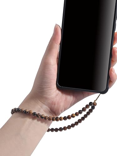 Miniatura 4 de OAIITE - Correa de muñeca con cuentas semipreciosas para teléfono celular, hecha a mano, piedra preciosa natural, cadena de teléfono