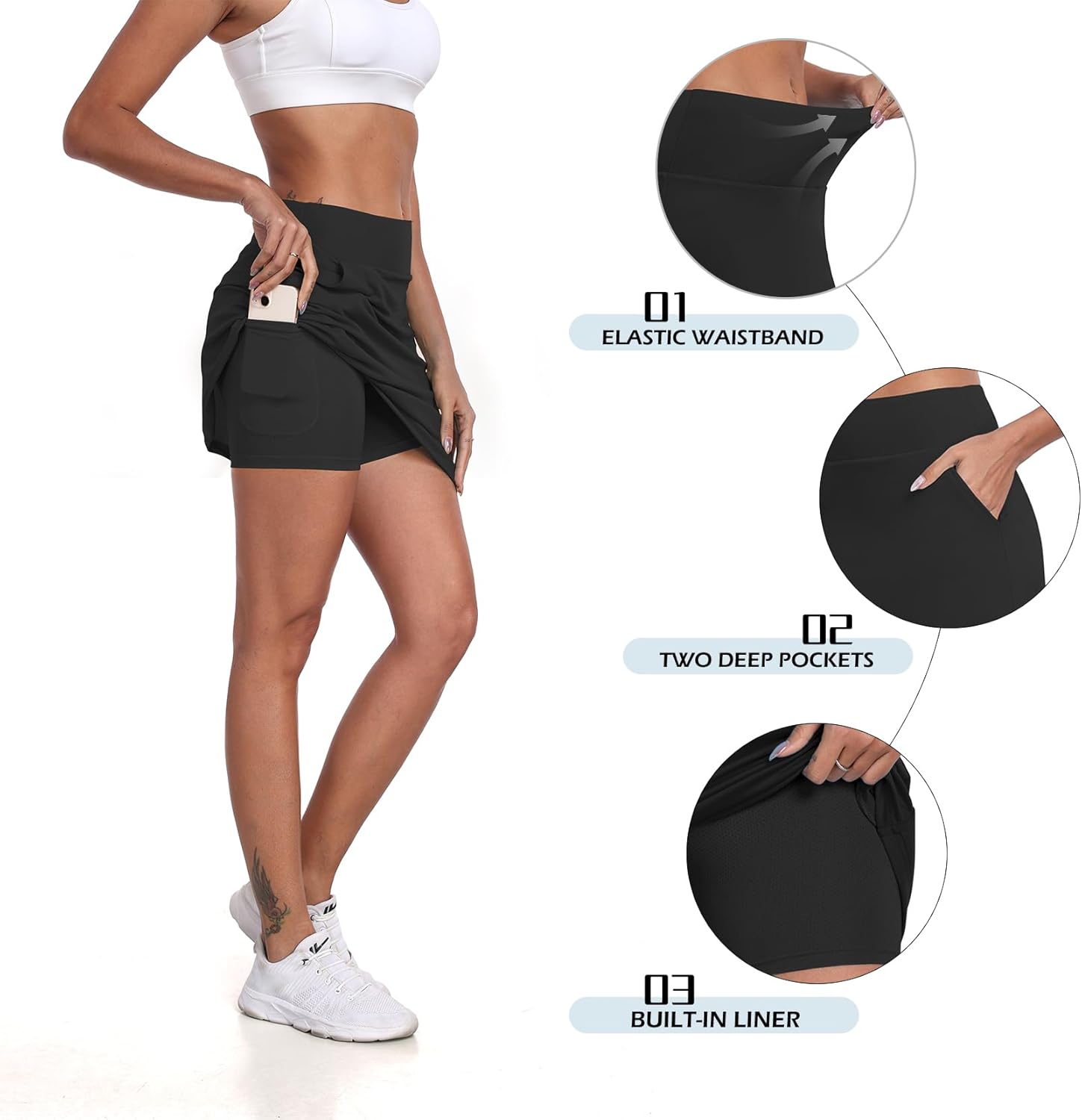 DAYOUNG Women's High Waisted Swim Skirt Tummy Control Board Shorts with Pocket Beach Bottoms with Liner - Image 4