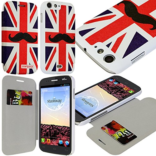 KARYLAX Seluxion - Coque Housse Etui à Motif KJ22 Rabat latéral et Porte-Carte pour Wiko Stairway + Film de Protection