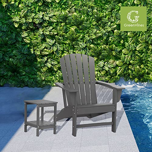 Greenvines Oversized Adirondack Chairs Set Of 2, Hdpe All-Weather Fire Pit Chairs, Plastic Campfire Chair For Deck Backyard Patio Outdoor Poolside Porch Lawn, Grey #TOP1