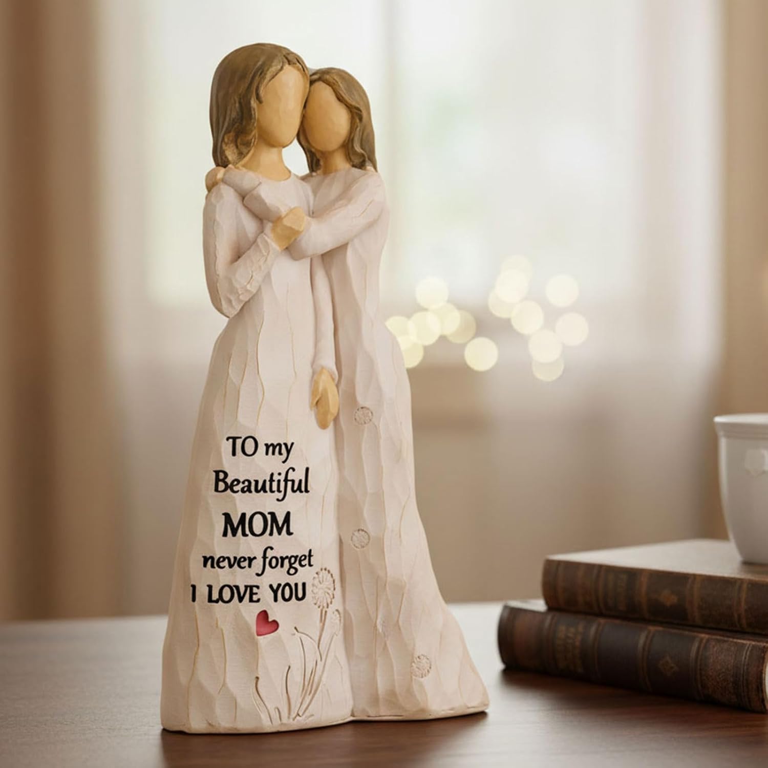 NAN ZAI NAN FANG Mother Daughter Figurine Gifts for Mom from Daughter 5.5" Resin Sculpted Hand-Painted Figure Birthday Mothers Day Thanksgiving for Moms Mother-in-Law