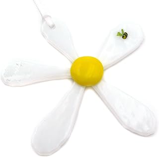 Daisy and bee fused glass flower, hanging decoration, white flower, new home gift, uplifting gift, everlasting flower