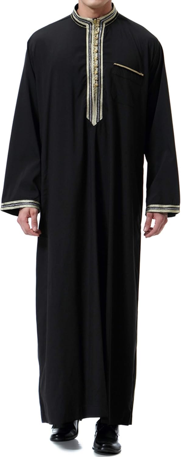 Islamic Mens Clothing Kaftan Maxi-Muslim Male Shirt Long Sleeve Abaya Dubai Cotton…