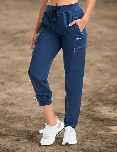 Miniatura 6 de BVVU Pantalones de senderismo para mujer, ligeros, de secado rápido, para viajes, exteriores, impermeables, con bolsillos con cremallera