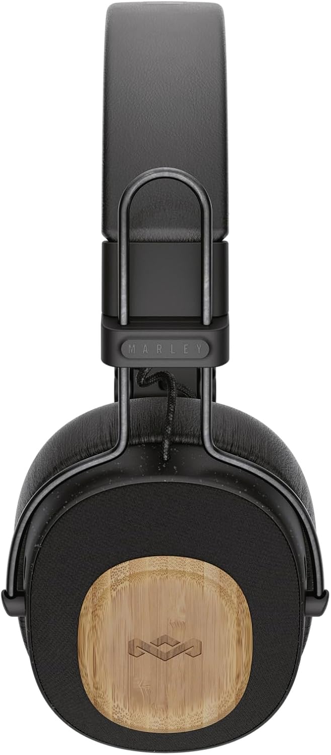 House of Marley Positive Vibration Riddim On-Ear Headphones, 50-Hour Playtime, Quick Charge, Crystal Clear Calls, Sustainable Bamboo (Signature Black)