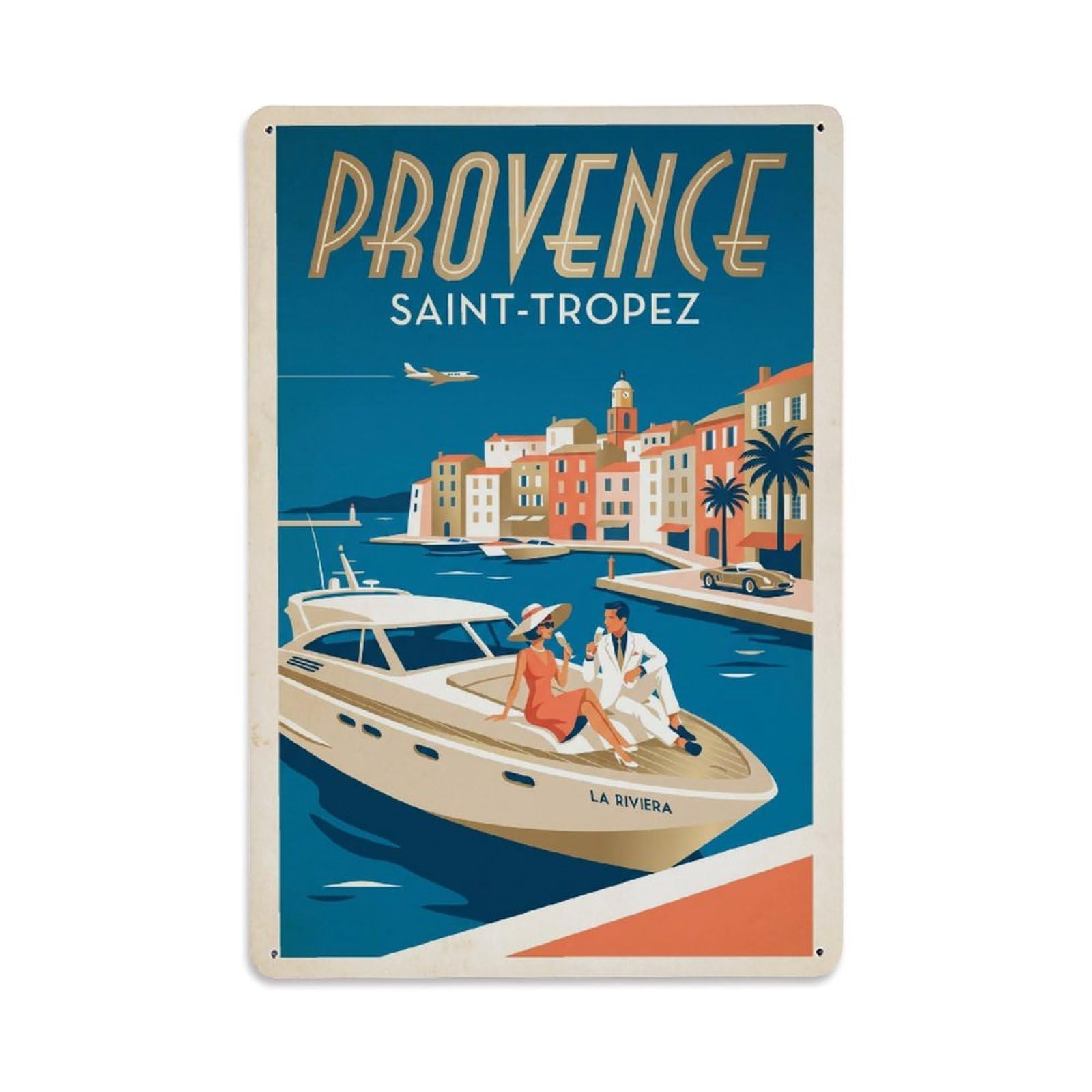 Gead 8X12inch Style Vintage Travel Provence Saint Tropez Metal Tin Sign
