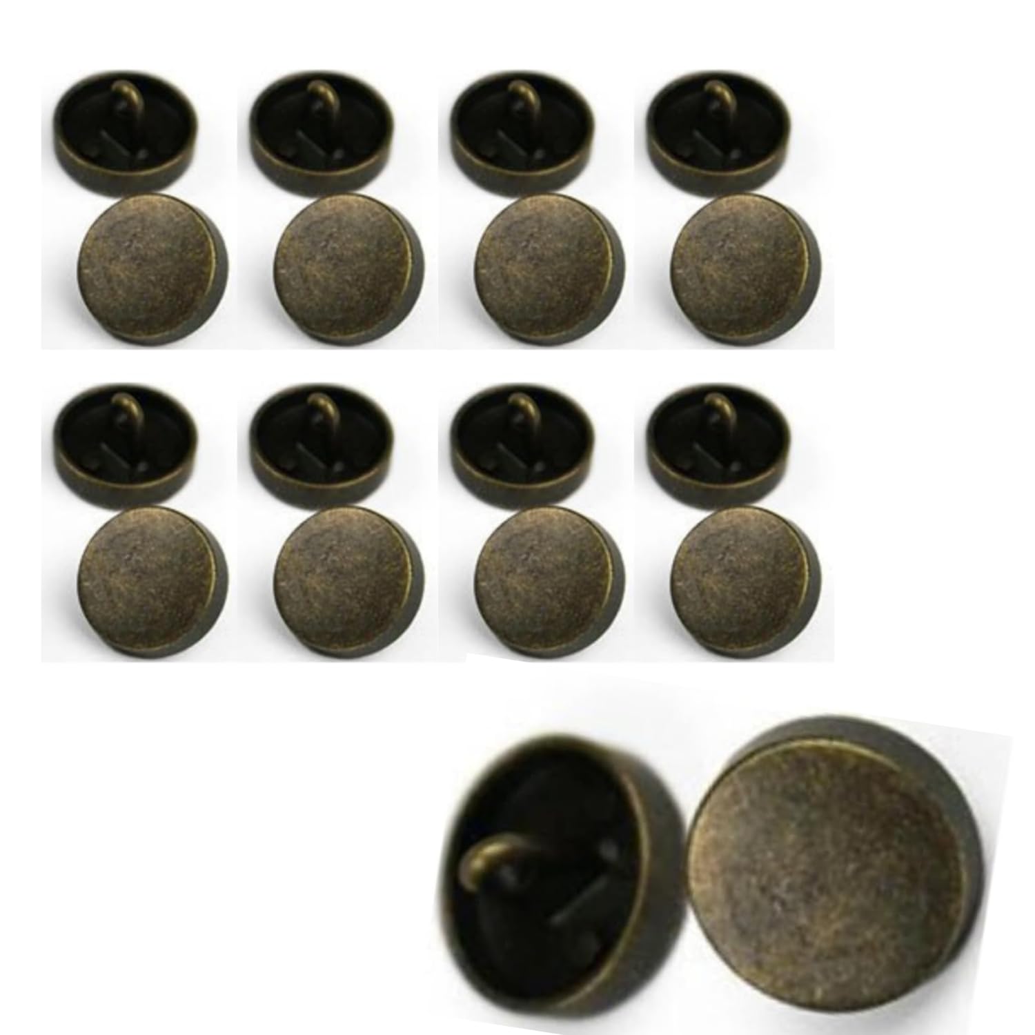 12 mm Metal Flat Shank Button for Shirts Kurti Kurta Clothing DIY Art & Crafts Used Decoration Crafts Pack of 8 (20 L, Antique Brass)-image-15