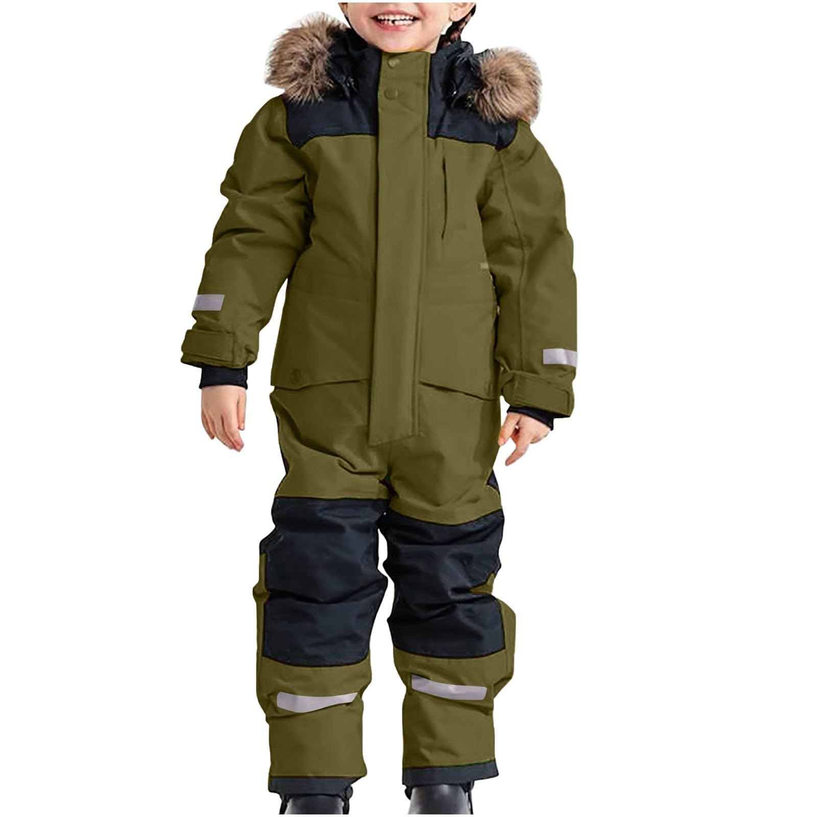 Generisch Tuta da neve per bambini e ragazzi, termica, invernale, calda, da neve, antivento, con tuta rimovibile in softshell