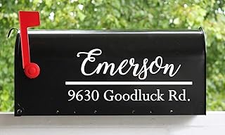 Black - Name and Address Mailbox Numbers Vinyl Decal - Personalized - Die Cut Sticker - 12.5w x 5h inches