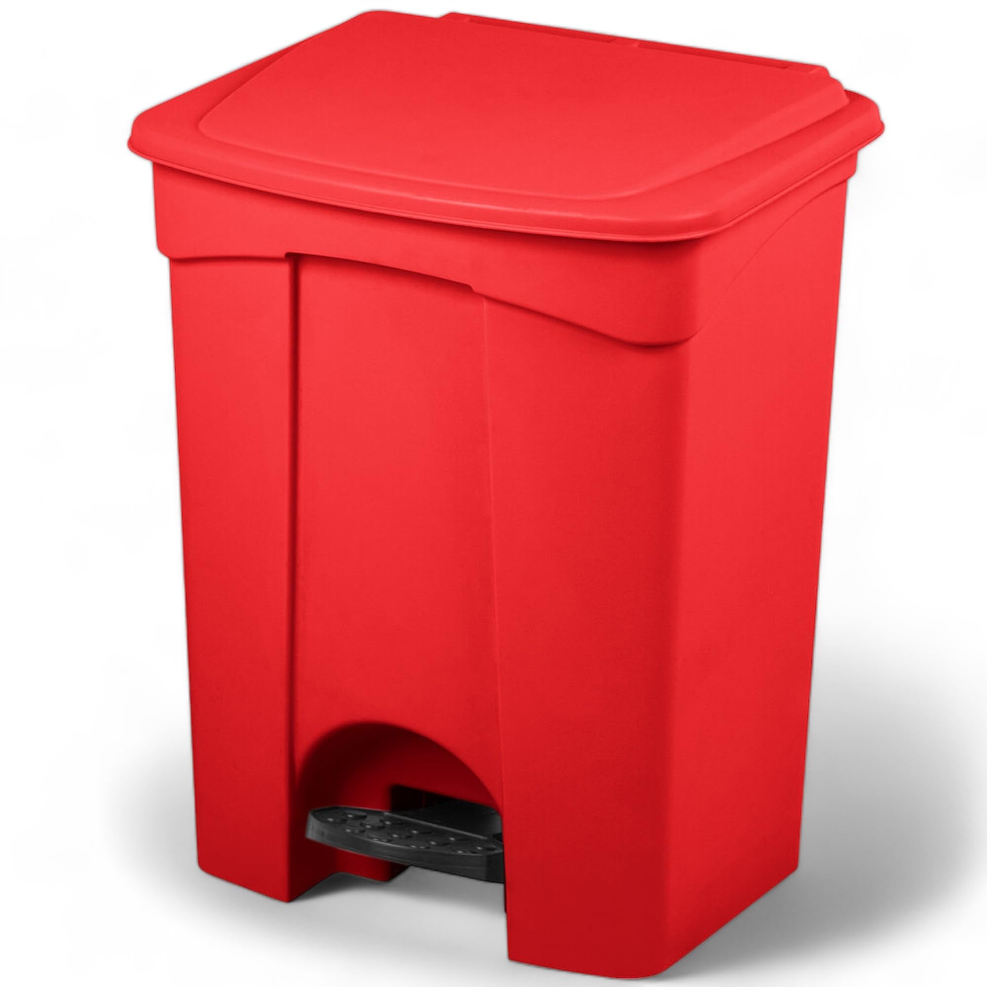 Mix.Home 12 Gallon Red Step On Trash Can - Hands-Free Waste Bin with Odor Control Lid - Ideal for Kitchen, Bathroom, Office
