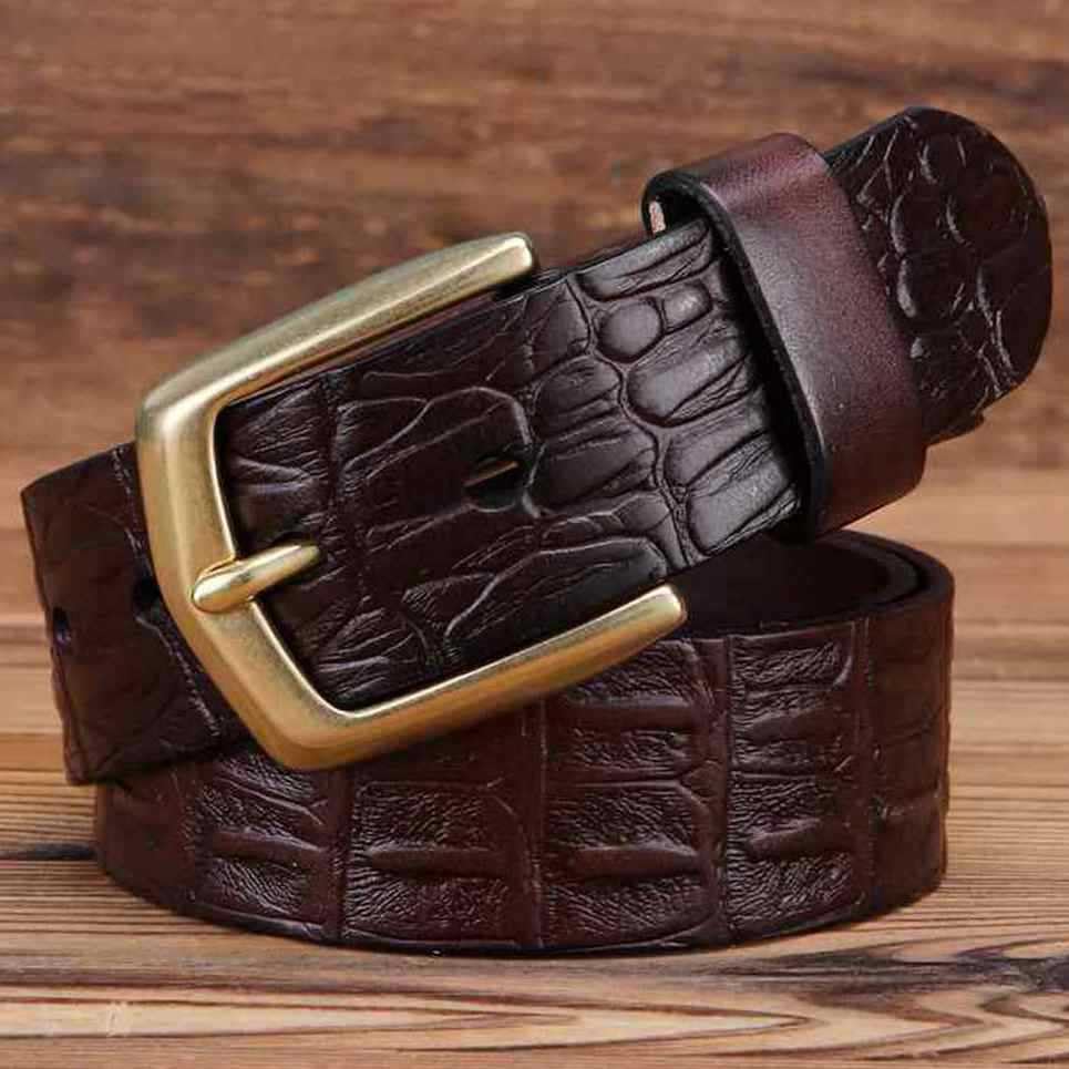 Hole Belt Solid Pure Copper Pin Buckle Cowhide Belt Men's Leather Belt Casual Fashion All-Match Belt3