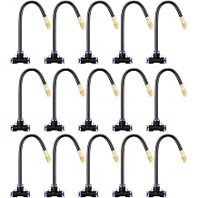Upriver 15 Pcs Brass Misting Nozzles Tee with 8 Inch Built in Hose for 1/4"/6mm Tubing, 360 Rotation Adjustable Water Mister Nozzle Thread Sprayer for Garden Watering System