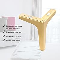 Vista 6 de Patas de metal para muebles de 6 pulgadas, 4 patas triangulares para muebles, patas de sofá de estilo moderno, patas doradas de repuesto resistentes