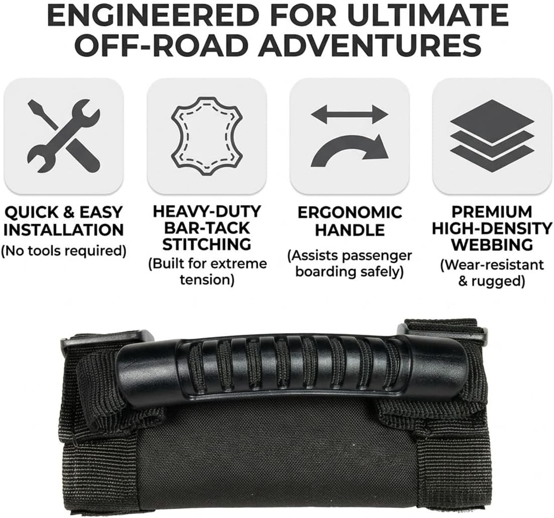Roll Bar Grab Handles for Can-Am Defender 6×6 HD10 XT 2021–2026– Heavy-Duty Padded Straps for Side-by-Side Off-Road Vehicles, Secure Grip & Passenger Safety