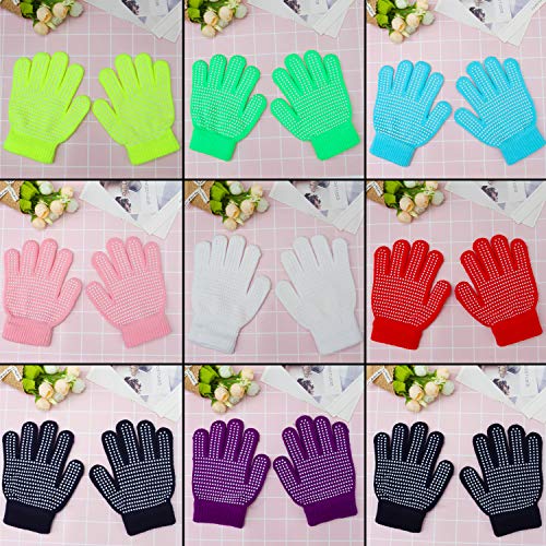 Cooraby 9 Pairs Kids Anti-skid Magic Gloves Winter Warm Stretchy Knit Gloves for Boys or Girls3