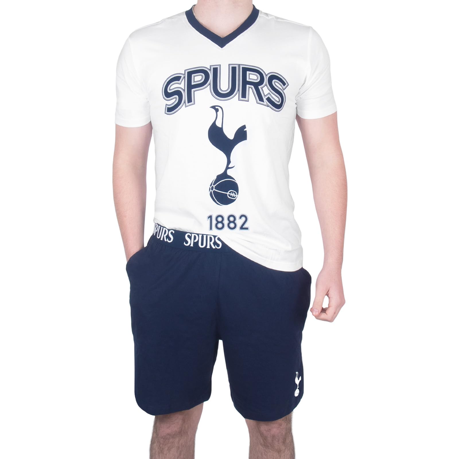 Tottenham Hotspur FC Official Gift Mens Loungewear Short Pyjamas White Large