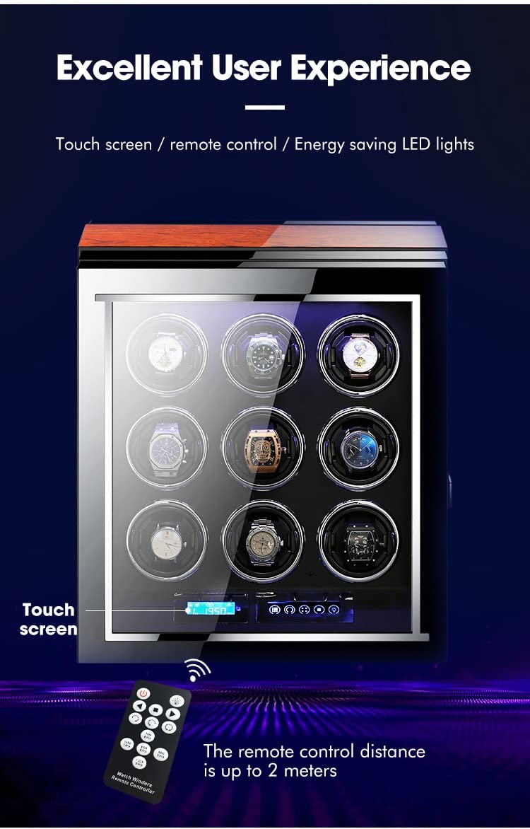 Rotomat do zegarków automatycznych, skóra, cichy silnik, ekran LCD