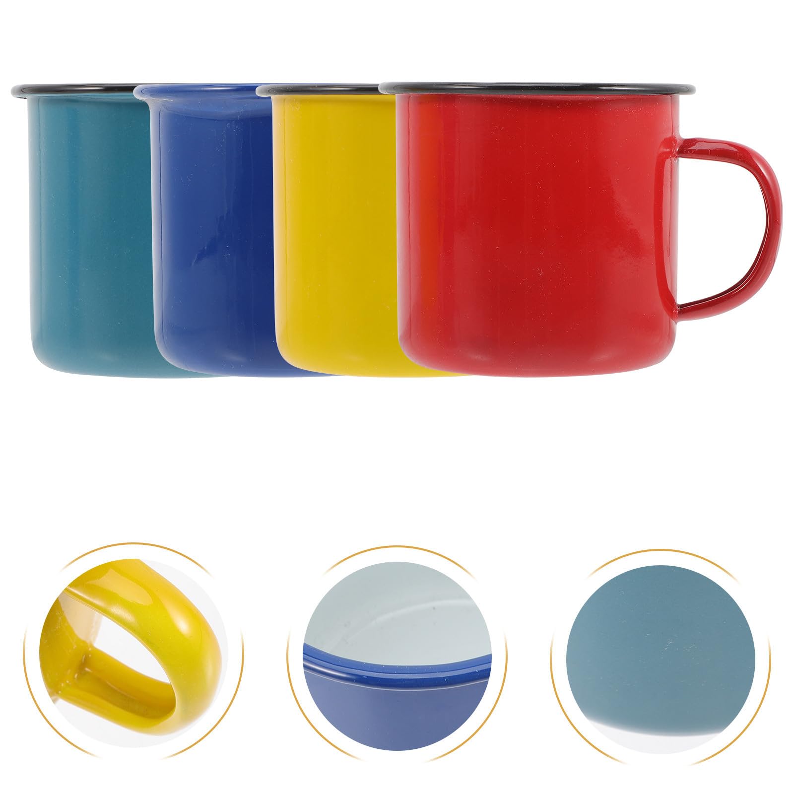 jojofuny Emaillebecher im Retro Stil 4 Stück Hitzebeständig und Leicht zu Reinigen 8cm Bunte Kaffeetassen Einfacher Stil für Zuhause und Restaurants