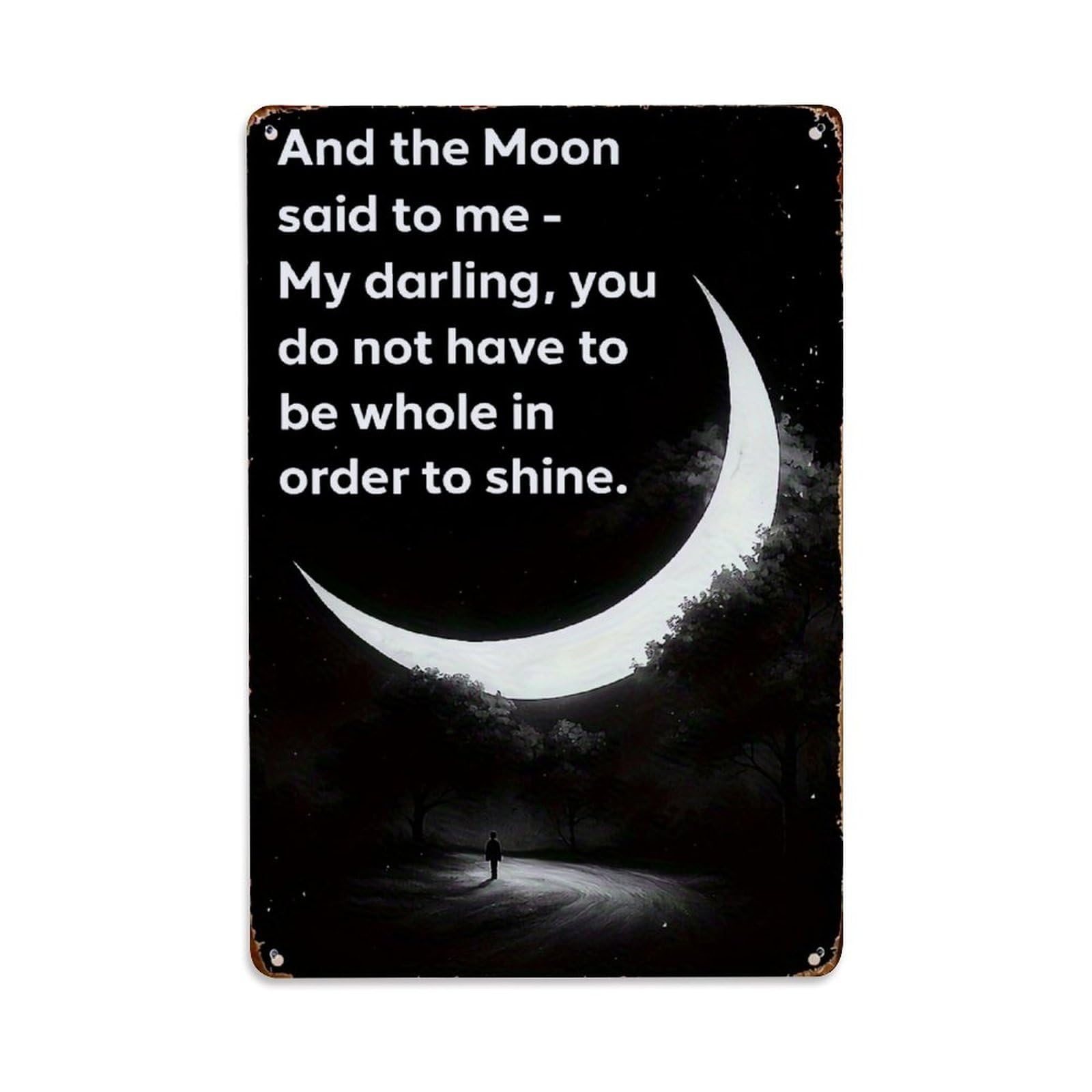 Jdfenggu Vintage Moon Light Forest Path Person Retro Metal Tin Sign, Decor Art Poster For Bar, Home, Man Cave, Kitchen, Laundry Room Gift 8X12inch