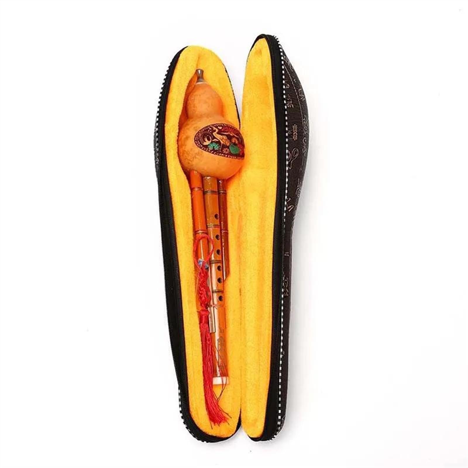 Flauta De Cucurbitáceas De Calabaza Hulusi De Bambú Hecha A Mano China, Instrumento Étnico Con Estuche Hulusi Profesional