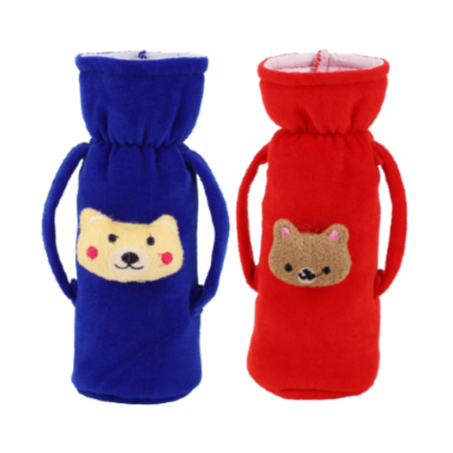 Baby Bottle Cover for Feeders Soft Plush Stretchable Baby Feeding Bottle Cover (120-250 ml) Set of 2 Baby Milk Feeding Bottle Cover Handle On Both Side for Easy to Hold Dark Blue & Red-picture-26