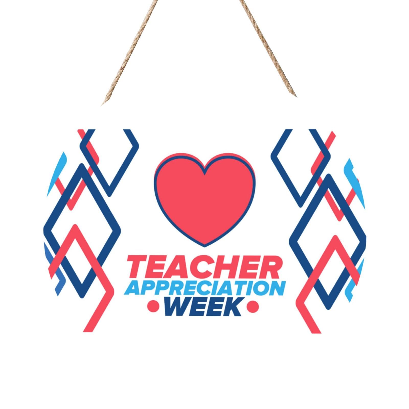 Teachers Appreciation Week Door Signs Plaques Wood Welcome Sign For Front Door Wall Hanging For Home Farmhouse Office Classroom Party Decoration
