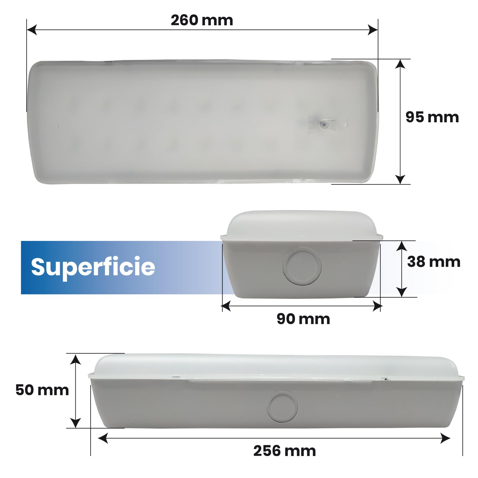LED ATOMANT Pack 4x Luz de Emergencia LED Empotrable o Superficie con AUTOTEST, 3 Horas de Autonomía. Dos Funciones, Función No Permanente 3W 200 Lúmenes, Función Permanente 7W 600 Lúmenes