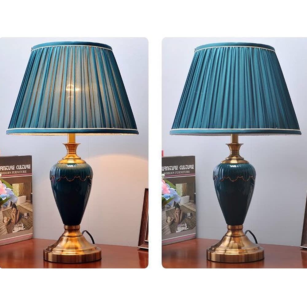 Lámpara de mesa Lámpara de mesa grande de cerámica con pantalla a juego Lámpara de noche para dormitorio Lámpara de mesa de cerámica retro americana para sala de estar Lámpara de escritorio para mesit
