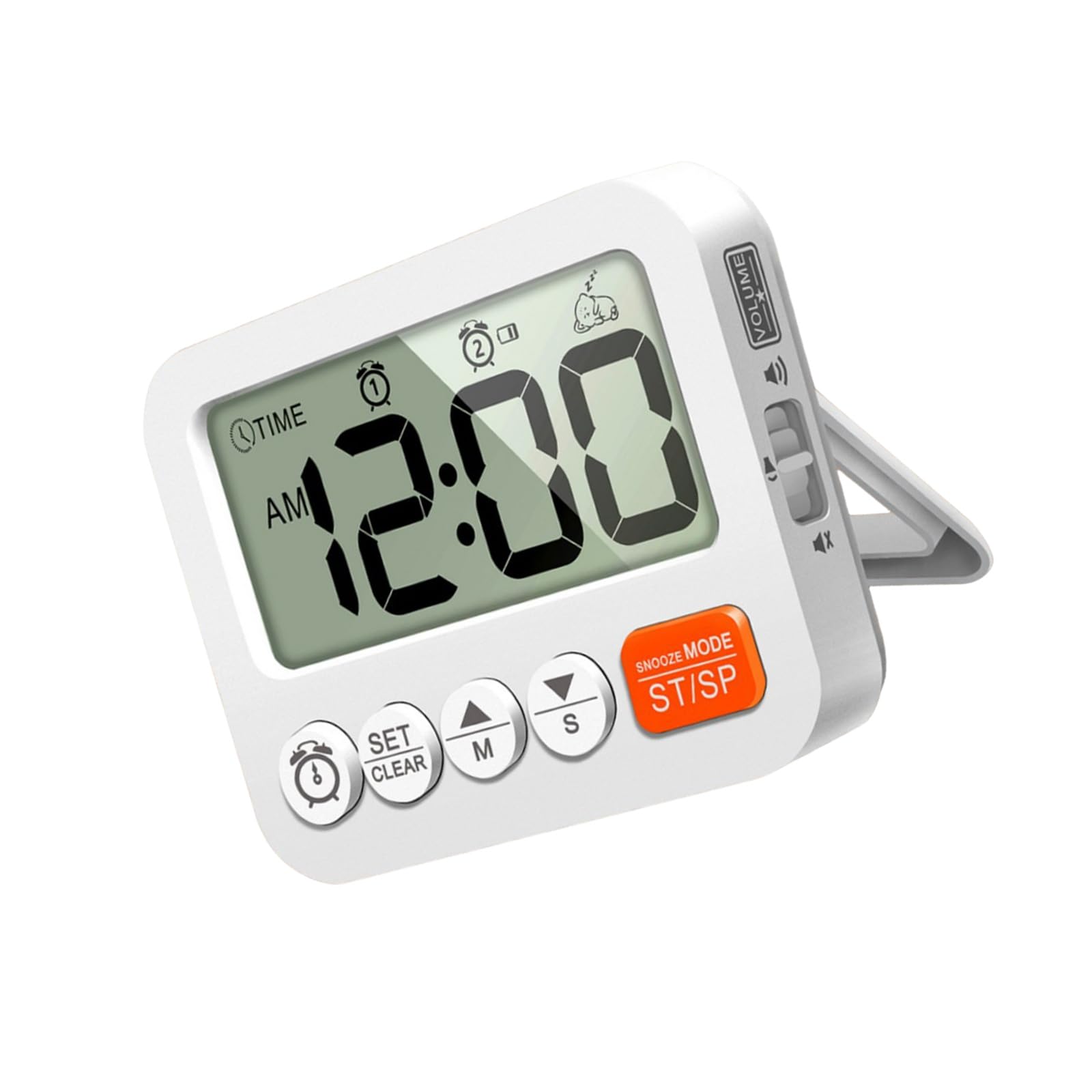 fexxkg Digital Timer Alarm Clock with Large LCD Display, Two Alarm Settings, Count Up and Countdown, Magnetic Wall or Desk Plac