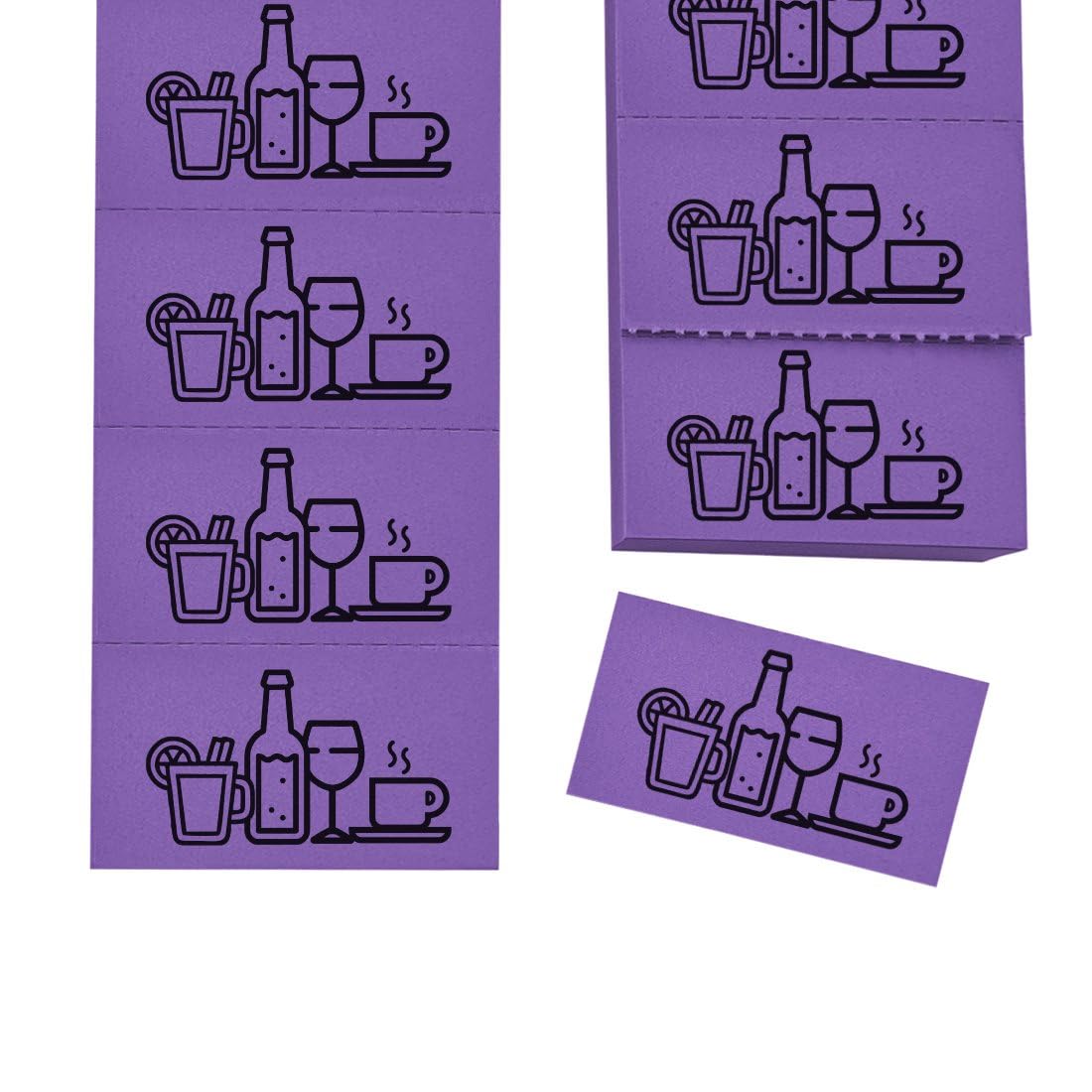 Ticket boisson avec symboles de boissons sur bande - 1000 tickets - violet