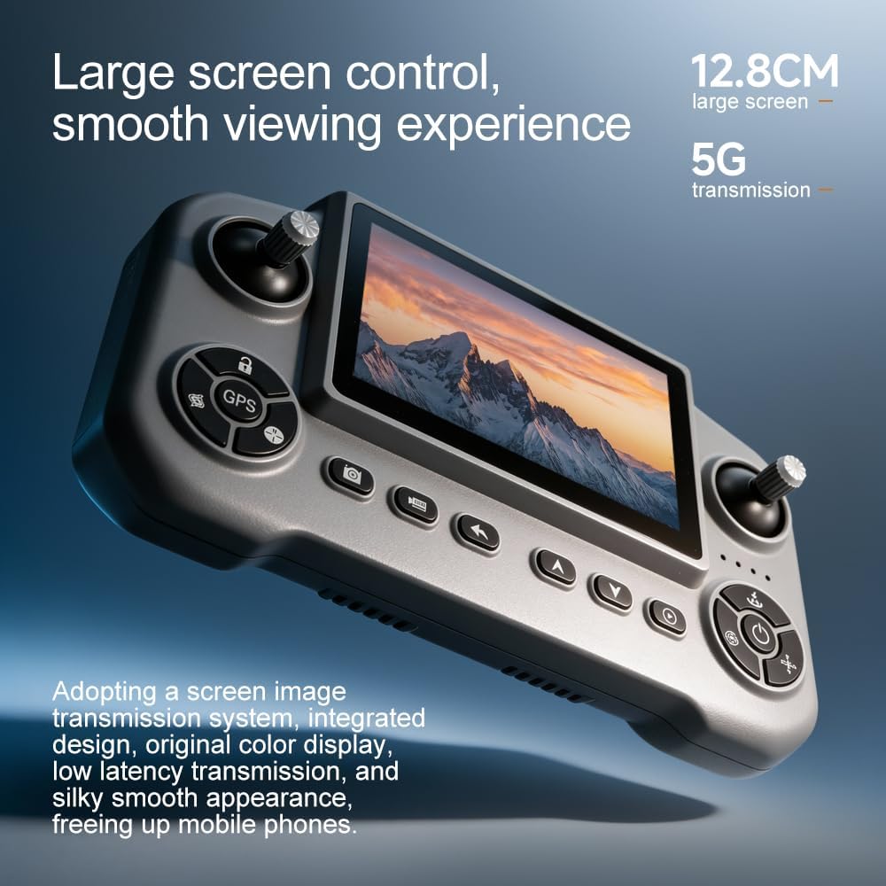 GPS Drone with 1080P Triple HD Camera 5G Screen Remote Control, 360° Laser Obstacle Avoidance GPS Auto Return Foldable Aerial Photography RC Quadcopter V918 MAX Hobby Drone for Adults with 2 Batteries