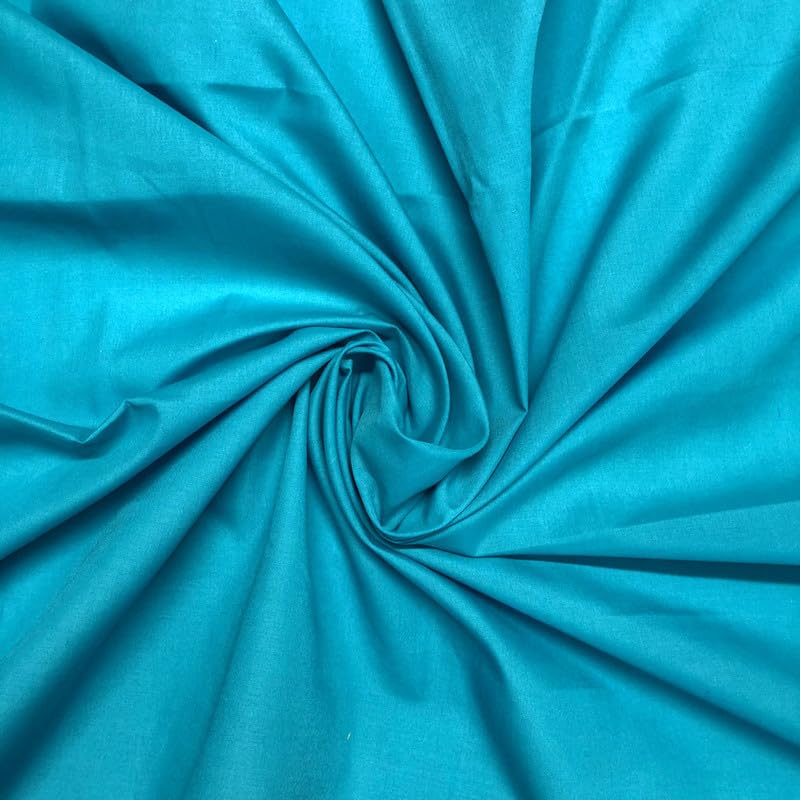 Shah Textiles UK Turquoise Plain Polycotton Fabric Cotton & Polyester Blend Easy Drape Lightweight Suitable for Clothing Formal Dressmaking Material and Craft Projects 112cm Wide (Sold by 3 Meter)