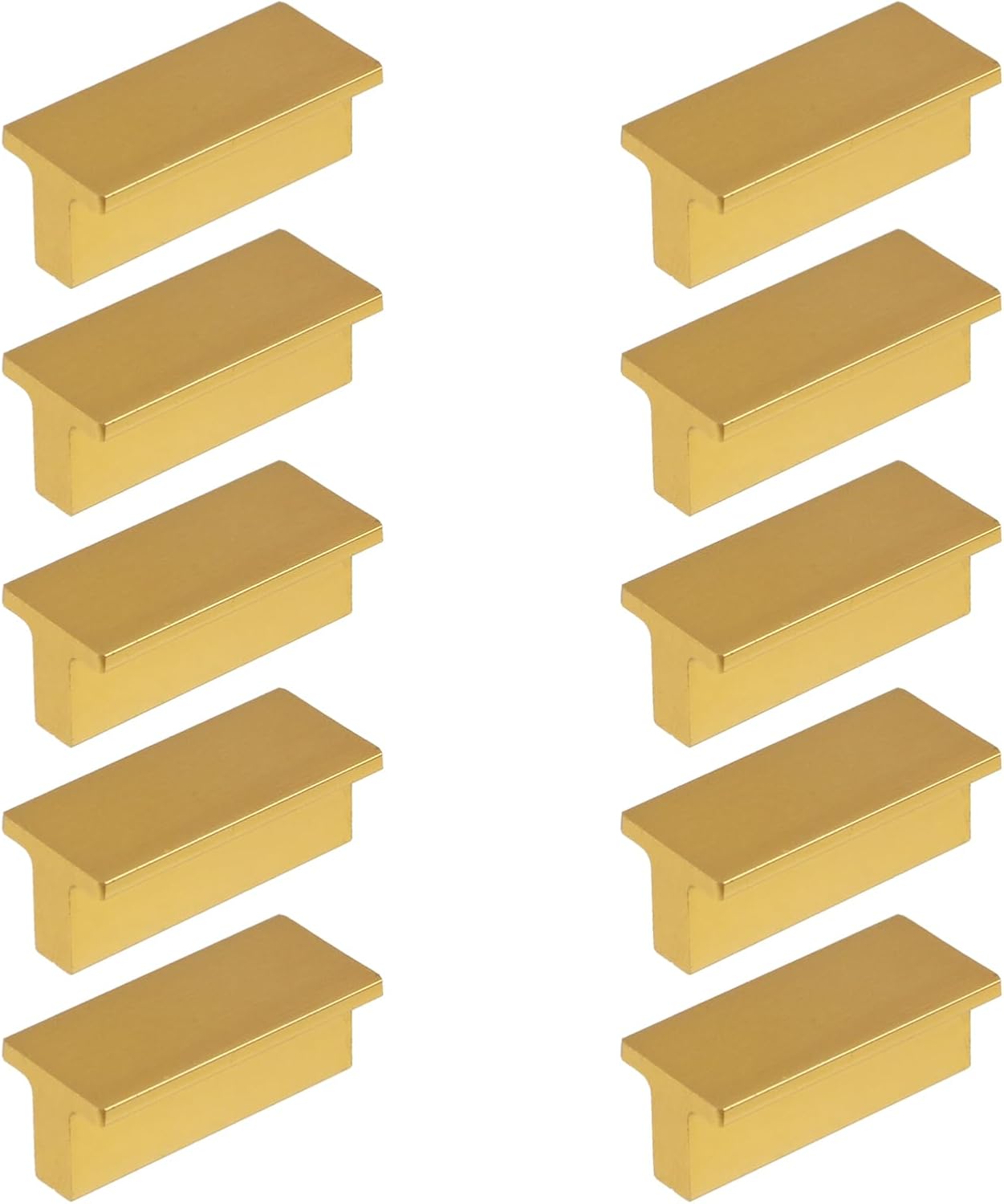Wealrit 10 Pack Drawer Pulls 2 Inch Length T Shaped Cabinet Pulls Knobs for Dresser Drawer Rectangle Furniture Cabinet Handles 1.26" Hole Center(Champagne Gold)