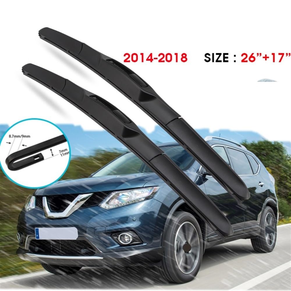 Spazzole tergicristallo Auto Spazzole Tergicristallo per Auto, Spazzole Tergicristallo, Lavavetri, Compatibile con Nissan per X-Trail T32 2014-2018 (Color : 1)