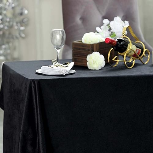 Miniatura 8 de Efavormart - Mantel rectangular de terciopelo negro prémium de 90 x 132 pulgadas para eventos de fiesta de boda