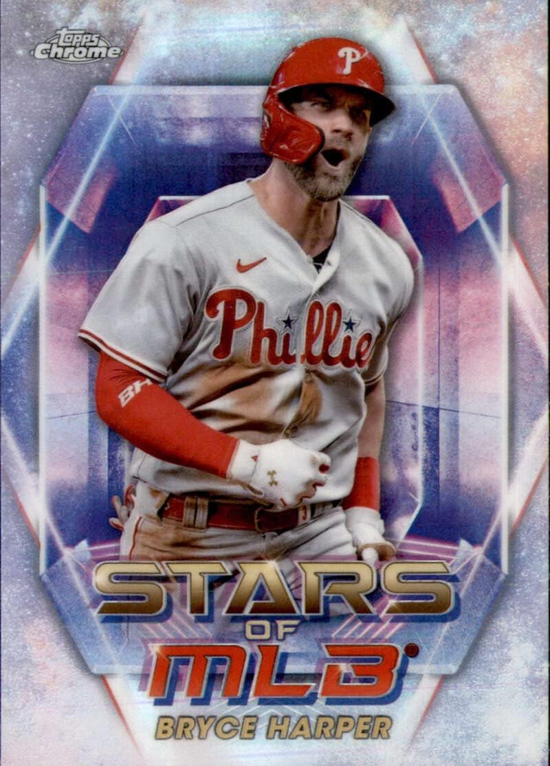 2023 Topps Stars of the MLB Chrome Refractor #SMLBC-14 Bryce Harper Philadelphia Phillies Baseball Trading Card